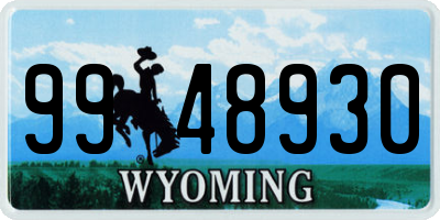 WY license plate 9948930