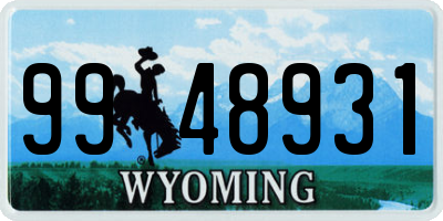 WY license plate 9948931