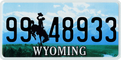 WY license plate 9948933