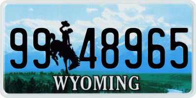 WY license plate 9948965