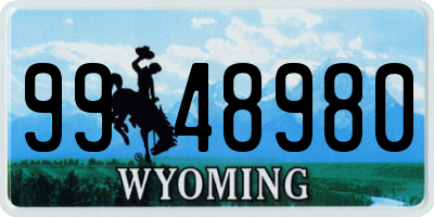 WY license plate 9948980