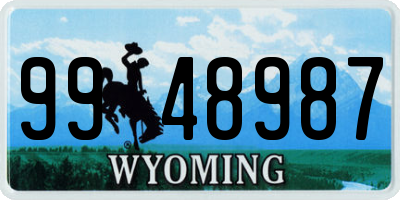 WY license plate 9948987