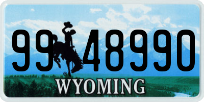 WY license plate 9948990