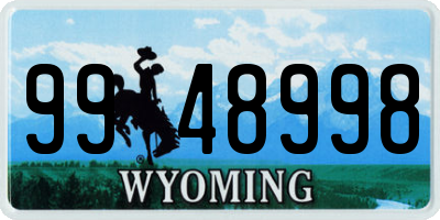 WY license plate 9948998