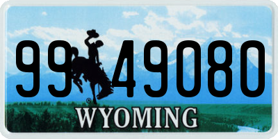 WY license plate 9949080
