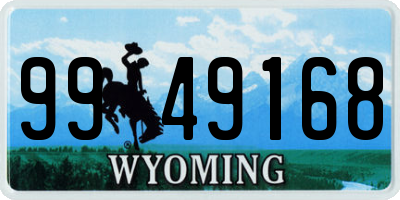 WY license plate 9949168