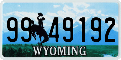 WY license plate 9949192