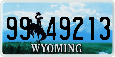 WY license plate 9949213