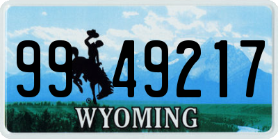 WY license plate 9949217