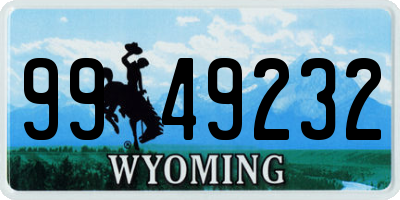 WY license plate 9949232