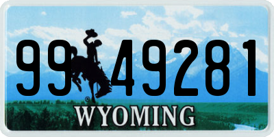 WY license plate 9949281