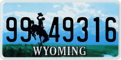 WY license plate 9949316