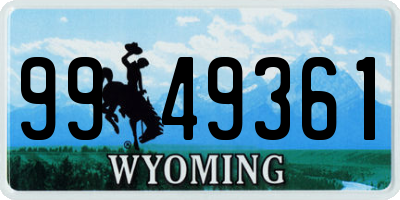 WY license plate 9949361