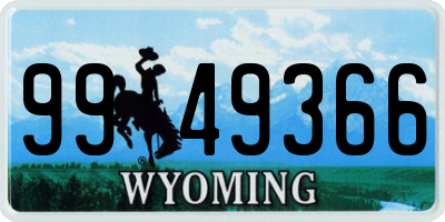 WY license plate 9949366