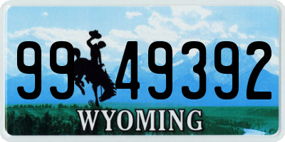 WY license plate 9949392