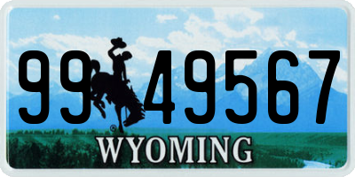 WY license plate 9949567