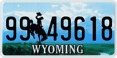 WY license plate 9949618