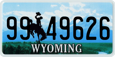 WY license plate 9949626