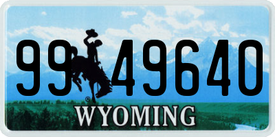 WY license plate 9949640