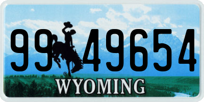 WY license plate 9949654