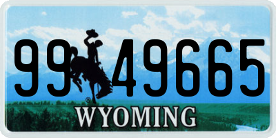 WY license plate 9949665