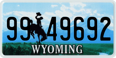 WY license plate 9949692