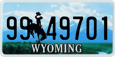 WY license plate 9949701