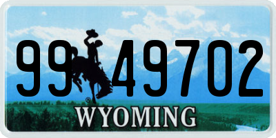 WY license plate 9949702