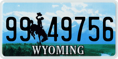 WY license plate 9949756
