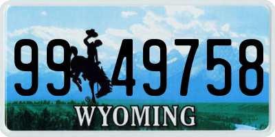 WY license plate 9949758
