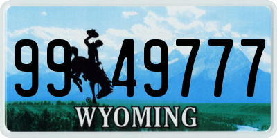 WY license plate 9949777