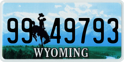 WY license plate 9949793