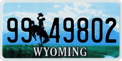 WY license plate 9949802