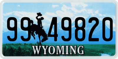 WY license plate 9949820