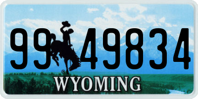 WY license plate 9949834