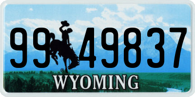 WY license plate 9949837