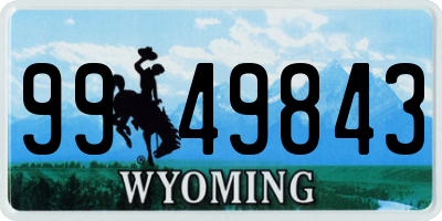 WY license plate 9949843