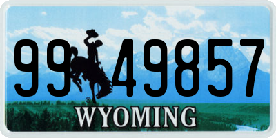 WY license plate 9949857