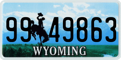 WY license plate 9949863