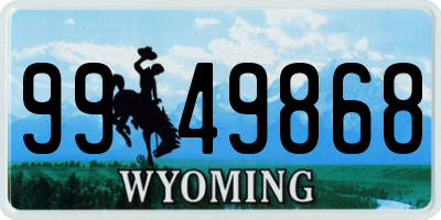 WY license plate 9949868