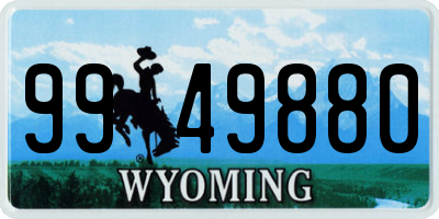 WY license plate 9949880