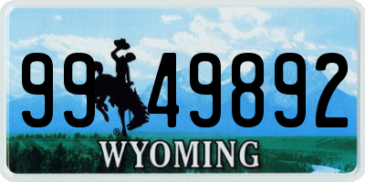 WY license plate 9949892