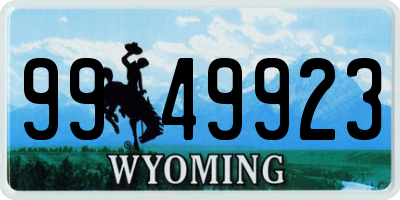 WY license plate 9949923