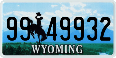 WY license plate 9949932