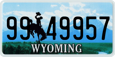 WY license plate 9949957