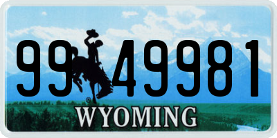 WY license plate 9949981