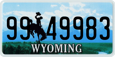 WY license plate 9949983