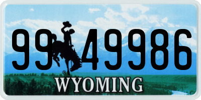 WY license plate 9949986