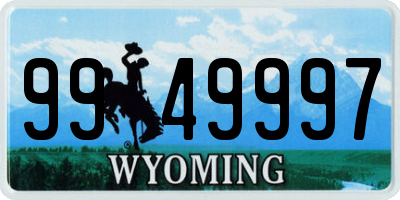 WY license plate 9949997