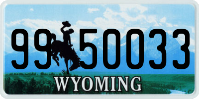 WY license plate 9950033